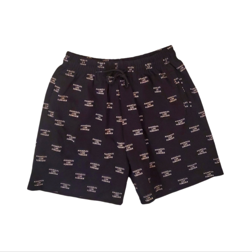 ALF A**holes‎ Live Forever Men's Black All Over Print Casual Shorts Large